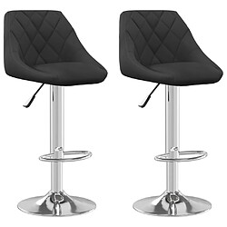 Zmh Lot de 2 tabourets de bar velours - Noir