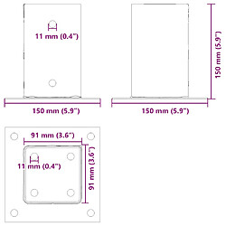 vidaXL Bases de poteau carrées 12 pcs anthracite 91x91 mm pas cher
