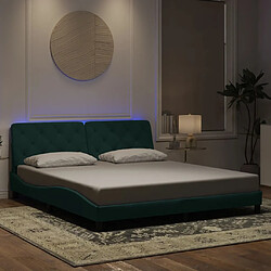 vidaXL Cadre de lit avec LED sans matelas vert foncé 180x200 cm velours
