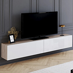 Idmarket MARKET ELIO Meuble TV 180 cm bois et blanc