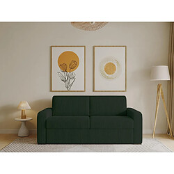 Vente-Unique Canapé 3 places convertible express en velours côtelé vert sapin - Couchage à lattes larges 140 cm - Matelas 20 cm - BEVIS