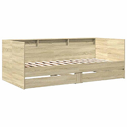 Avis vidaXL Lit de jour avec tiroirs sans matelas chêne sonoma 90x190 cm