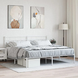 vidaXL Cadre de lit métal sans matelas et tête de lit blanc 180x200 cm