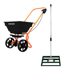 T-Mech Épandeur Rotatif & Niveleur de Pelouse 50 cm (Vert)