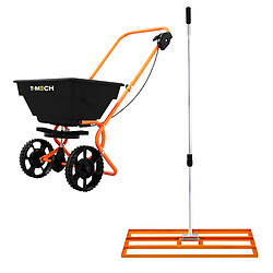 T-Mech Épandeur Rotatif & Niveleur de Pelouse 100 cm (Orange)