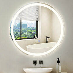 ZMH miroir de salle de bain avec fonction antibuée IP44 rond blanc