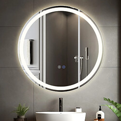 ZMH miroir de salle de bain avec fonction antibuée IP44 rond blanc gradable