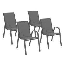 Idmarket Lot de 4 chaises de jardin LYMA métal et textilène empilables gris anthracite