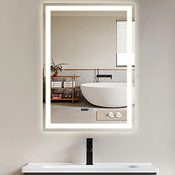 ZMH miroir de salle de bain avec éclairage LED salle de bain avec fonction tactile blanc