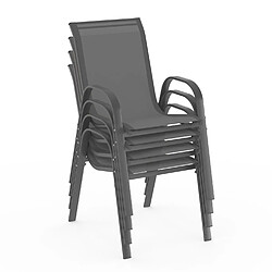 Acheter Idmarket Lot de 4 chaises de jardin LYMA métal et textilène empilables gris anthracite