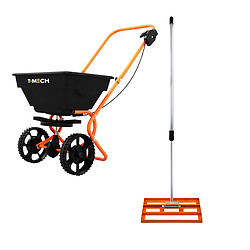 T-Mech Épandeur Rotatif & Niveleur de Pelouse 50 cm (Orange)