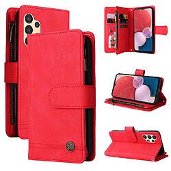 Samsung Galaxy A13 4G Étui portefeuille - Cuir PU - Bandoulières - Fermeture magnétique - Rouge