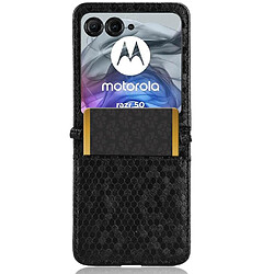 Coque Motorola Razr 50 - Noir Étui portefeuille - Fermeture magnétique - Cuir PU - Motif géométrique