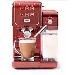 BREVILLE PRIMA LATTE III VCF147X - Rouge Expresso combiné cafetière Prima Latte III  VCF147X - café moulu et dosettes souples - 19 bars - 1470 W - Arrêt automatique  - Plateau chauffe tasse