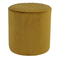 House Nordic Pouf EJBY  Velours Jaune Moutarde