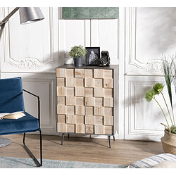 MACABANE Buffet 2 portes Sapin et pieds métal CARLA