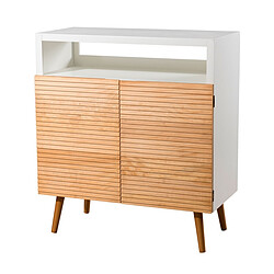 MACABANE Buffet 2 portes style scandinave - miel / blanc