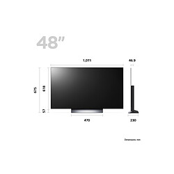 Avis LG TV OLED 4K 48" 121 cm - OLED48C3 2023 + Montage TV Mural mouvement intégral - Noir