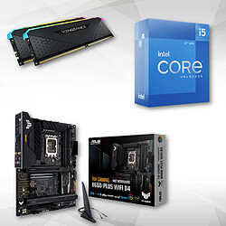 Intel Core i5-12600KF Desktop Processeur 8 Cœurs + TUF GAMING B660-PLUS WIFI D4 + Vengeance RGB RS 16 Go (2 x 8 Go) DDR4 3200 MHz