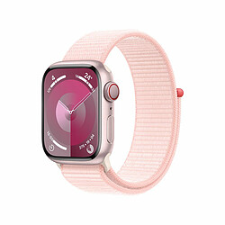 Apple Watch Series 9 GPS + Cellular 41 mm, boîtier en aluminium Rose avec boucle Sport rose clair