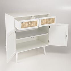 Acheter Buffet blanc 2 portes 2 tiroirs cannage naturel SANDRO