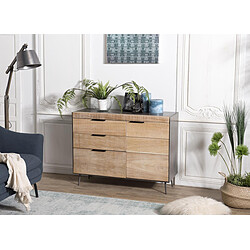 MACABANE Buffet 3 tiroirs 1 porte teck et pieds métal CARLA