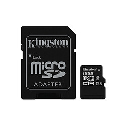 Kingston 16GB microSDHC Class 10 UHS-I 45MB/s Read Card + SD Adapter