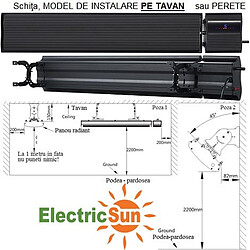 ElectricSun 1800W et 900W blanc radiateurs électriques infrarouge avec thermostat, montage mural ou au plafond 120x15cm, avec contrôle WiFi Smart Life App pas cher