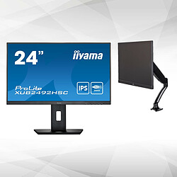 iiyama 24" LED XUB2492HSC-B5 + DS3001C-B1 - Support d'écran