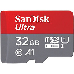 Sandisk Carte micro SD Ultra 32 Go100MB/s C10 UHS U1 A1 Card+Adaptateur Carte micro SD Ultra 32 Go100MB/s C10 UHS U1 A1 Card+Adaptateur