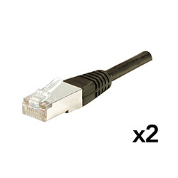 Rue du Commerce Lot de 2 Cable RJ45 patch FTP CAT 6 noir - 0,50 m