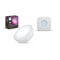 Philips Hue Kit de démarrage lampe à poser connectée Hue Go portable - White & Color Ambiance - Pont de connexion Hue Lampe d'ambiance connectée Hue Go V2 (dernier modèle avec bluetooth) - Zigbee - Eclairage Couleurs + PHILIPS Hue Bridge - Consommation électrique 250 mA - bande de fréquence 2400 - 2483.5 MHz