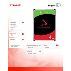 Acheter Seagate Technology Disque IronWolf 4TB 3,5" 256MB ST4000VN006