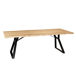 MACABANE Table À Manger MAXENCE 230X100Cm Bois Chêne Pieds Métal pas cher