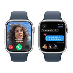 Acheter Apple Watch Series 9 GPS + Cellular 45 mm avec boîtier en aluminium argenté et bracelet sport Bleu tempête S/M