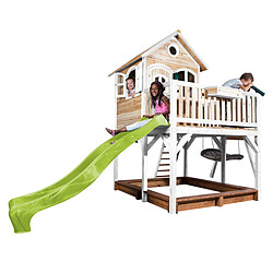 Avis Axi House Liam Maisonnette, avec balançoire Nid ovale ''Roxy'' Brun/blanc - avec toboggan vert citron