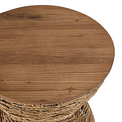 MACABANE ALIDA Tabouret beige assise amovible en bois de teck recyclé pas cher