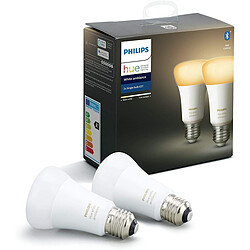 Philips White Ambiance 8.5W A60 E27 EUR x2 White Ambiance 8.5W - Contrôlez jusqu'à 10 éclairages grâce à l'application Bluetooth