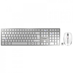 Cherry DW 9000 SLIM - Pack Clavier + Souris 6 boutons et molette - Batteries au Lithium regarcheables - Bluetooth et USB - Blanc Clavier et souris bureautique - Mécanisme ciseaux - LED intégrées - Bluetooth et USB - Blanc