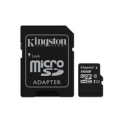 Kingston Carte Micro SDHC 16Go - avec adaptateur SD