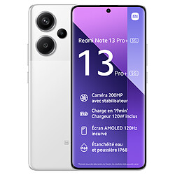 Xiaomi Redmi Note 13 Pro Plus - 5G - 12/512 Go - Blanc Smartphone 6,7" - écran AMOLED ultra-fluide - 120 Hz -12/512 Go  - 5G - Appareil photo 200MP + Charge rapide à 100% avec chargeur HyperCharge 120W + coque incluse