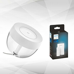 Philips Hue Lampe à poser Iris connectée Iris Gen4 blanc avec télécommande Hue Dim Switch Interrupteur connecté - Télécommande variateur - Nécessite pont de connexion Hue Bridge* + Lampe connectée White & Color Ambiance - LED -  570 Lumens - Variateur d'intenséité lumineuse - Zigbee - A piloter via l'application Hue - Compatible Google Assista