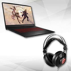 MSI Katana GF76-11UC-062XFR + Casque gaming H991 - Filaire - Noir/Rouge 17,3" Full HD - NVIDIA® GPU GeForce RTX™ 3050 4Go - Intel® Core™ i7-11800H - SSD 512 Go - RAM 16 Go (2 x 8Go) DDR4-3200 MHz - Sans Windows  + Casque Gamer - Son stéréo - Compatible PC - Connexion Jack 3,5 mm