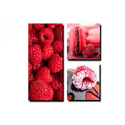 DECLIKTABLEAU Tableau Triptyque Gourmand Fruits Rouges 40  x  80 cm et 35  x  35 cm 