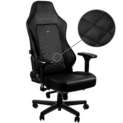 Noblechairs HERO - Noir/Noir Chaise gamer revêtement cuir vegan - dossier inclinable 135° - accoudoirs 4D - 150 kg max - pied aluminium 5 branches