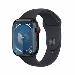 Apple Watch Series 9 GPS + Cellular 45 mm avec boîtier en aluminium minuit et bracelet sport minuit S/M