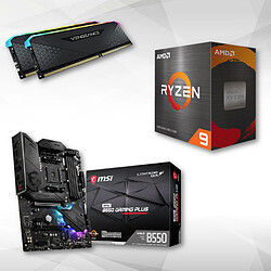 Ryzen 9 5950X - 3,4/4,9 GHz + AMD MPG B550 GAMING PLUS - ATX + Vengeance RGB RS 16 Go (2 x 8 Go) DDR4 3200 MHz Processeur 16 cœurs/32 threads - Socket AM4 - 105W + Carte mère ATX - Socket AMD AM4 - Chipset AMD B550 + Mémoire PC - 16 Go - Rétroéclairage RGB -  2 barrettes de RAM DDR4 - Cas 18 1.35V - (PC4-25600) - Couleur Noir