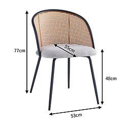 Avis 3S. x Home Nordlys - Lot de 2 Chaises de Salle a Manger Industrielles Metal Cannage Rotin gris