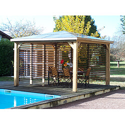 HABRITA Pool house BLUETERM bois traité très haute température / poteaux 14 x 12 cm pas cher