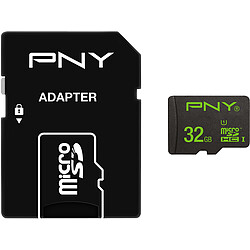 PNY Performance 50MB/s UHS-I U1 Class 10 32 Go + adaptateur Carte MicroSDHC 50MB/s UHS-I U1 Class 10 SDU32GPER50-EF